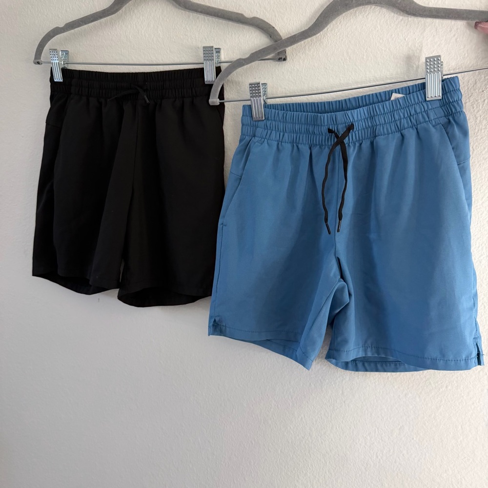 Old Navy Youth Boys Black and Blue Quick Dry Athletic Shorts Set of 2